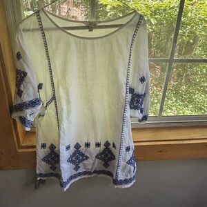 Vineyard Vines White 3/4 Sleeve Graphic Tunic